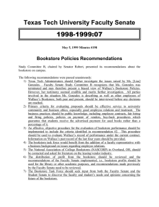 1998-1999:07 Texas Tech University Faculty Senate Bookstore Policies Recommendations