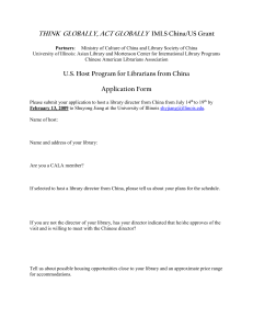 THINK  GLOBALLY, ACT GLOBALLY IMLS China/US Grant