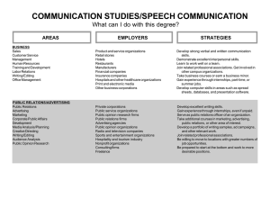 COMMUNICATION STUDIES/SPEECH COMMUNICATION What can I do with this degree? STRATEGIES AREAS
