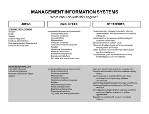 MANAGEMENT INFORMATION SYSTEMS What can I do with this degree? STRATEGIES AREAS