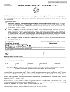 TEXAS HOTEL OCCUPANCY TAX EXEMPTION CERTIFICATE CLEAR FORM PRINT FORM