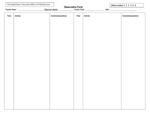 Observation Form Cleveland State University Office of Field Services