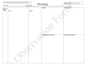 Observation Form Cleveland State University Office of Field Services