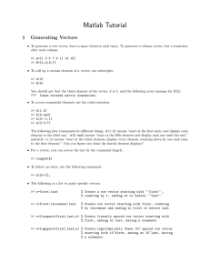 Matlab Tutorial 1 Generating Vectors