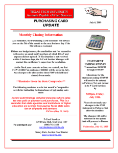 PURCHASING CARD UPDATE  Monthly Closing Information
