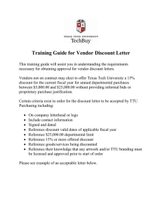 Vendor Discount Letter Training Guide - Texas Tech University