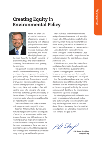 Creating Equity in Environmental Policy W elcome