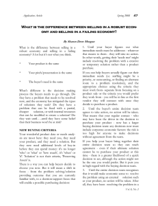 Application Article Spring 2008 What is the difference between selling in a