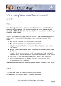 What kind of ruler was Oliver Cromwell? Activity Part 1