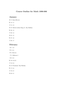 Course Outline for Math 1090-006 January
