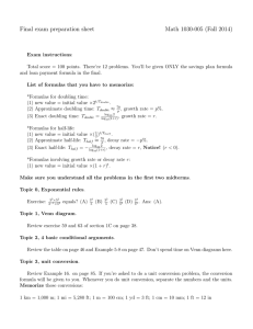 Final exam preparation sheet Math 1030-005 (Fall 2014)