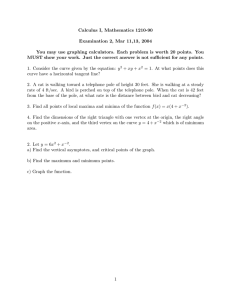Calculus I, Mathematics 1210-90 Examination 2, Mar 11,13, 2004