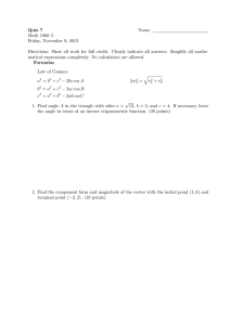 Quiz 7 Name: Math 1060–5 Friday, November 9, 2012