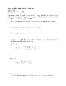 Solutions for Diagnostic Problems Math 1100-4 Tuesday, January 10, 2012