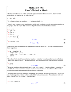 Math 2250 - 002 Euler's Method in Maple