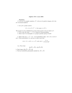 Algebra M.S. exam 2004 Notation: