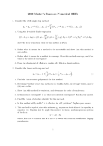 2010 Master’s Exam on Numerical ODEs