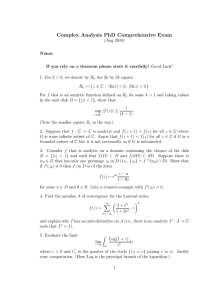 Complex Analysis PhD Comprehensive Exam
