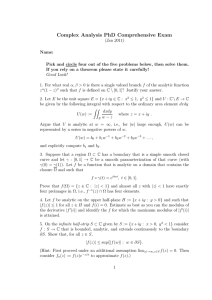 Complex Analysis PhD Comprehensive Exam