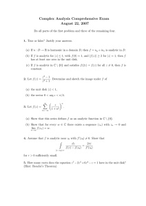 Complex Analysis Exam - August 2007