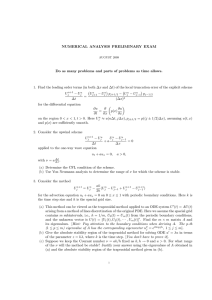 NUMERICAL ANALYSIS PRELIMINARY EXAM x ¡