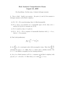 Real Analysis Comprehensive Exam August 25, 2008