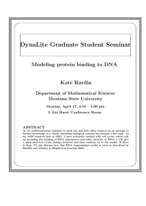 DynaLite Graduate Student Seminar Modeling protein binding to DNA Kate Rardin