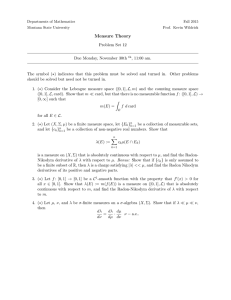 Measure Theory Problem Set - Fall 2015