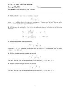 MATH 472: Final - Take Home (max=60) Due: April 29, 2016. Name: