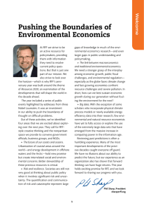 Pushing the Boundaries of Environmental Economics W elcome