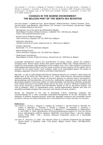 Van Lancker V., I. Du Four, S. Degraer, M. Fettweis,... Ullman, E. Toorman, T. Verwaest, J. Janssens, M. Vincx &amp;...