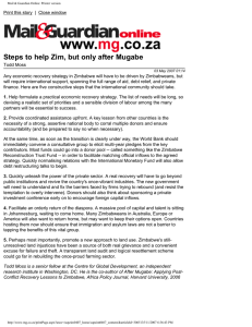 Steps to help Zim, but only after Mugabe