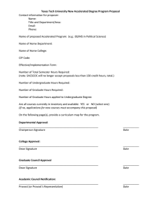 Texas Tech University New Accelerated Degree Program Proposal Name: Title and Department/Area: