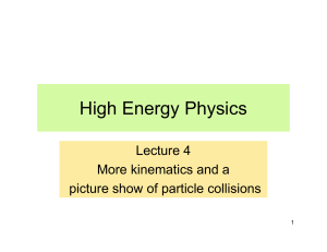 High Energy Physics Lecture 4 More kinematics and a