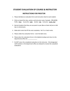 STUDENT EVALUATION OF COURSE &amp; INSTRUCTOR  INSTRUCTIONS FOR PROCTOR 