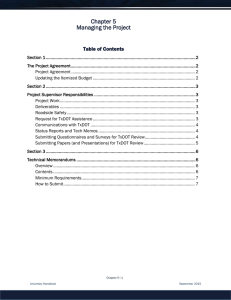 Chapter 5 Managing the Project  Table of Contents