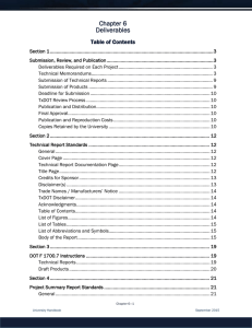 Chapter 6 Deliverables Table of Contents