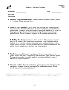 Research Staff & Facilities Form - Project Details
