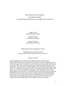 META-ORGANIZATION DESIGN: RETHINKING DESIGN IN INTER-ORGANIZATIONAL AND COMMUNITY CONTEXTS