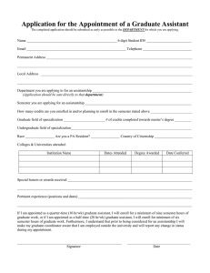Application for the Appointment of a Graduate Assistant