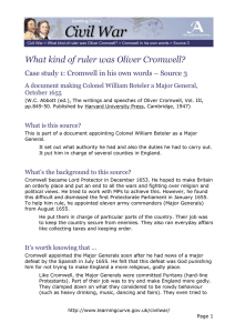 What kind of ruler was Oliver Cromwell? October 1655