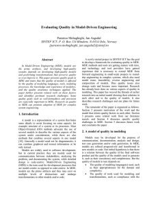 Evaluating Quality in Model-Driven Engineering  Parastoo Mohagheghi, Jan Aagedal
