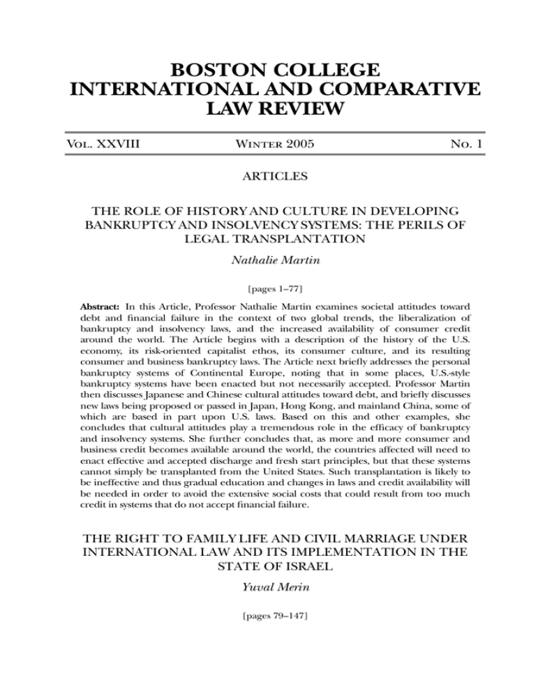 BOSTON COLLEGE INTERNATIONAL AND COMPARATIVE LAW REVIEW