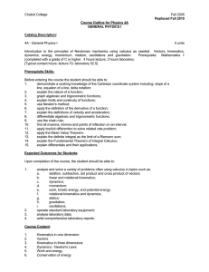 Chabot College Fall 2005  4A - General Physics I