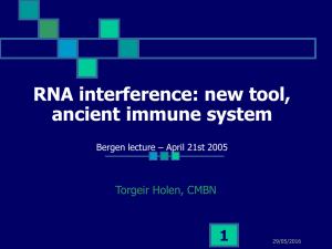 RNA interference: new tool, ancient immune system 1 Torgeir Holen, CMBN
