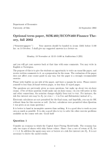 Optional term paper, SØK460/ECON460 Finance The- ory, fall 2002