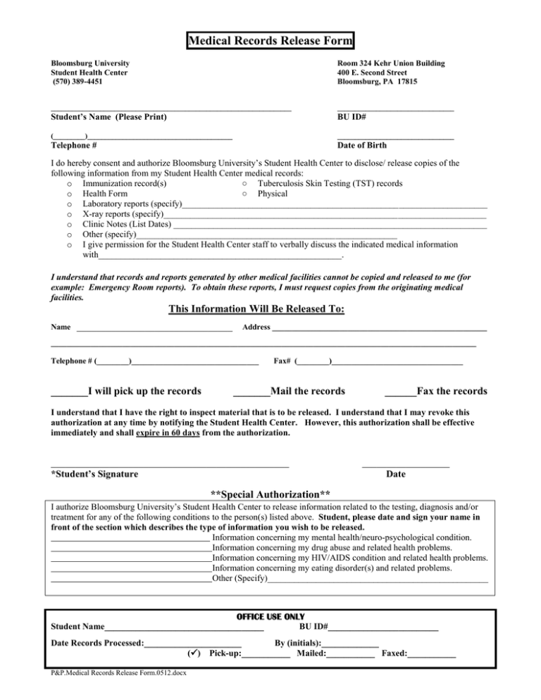 Medical Records Release Form