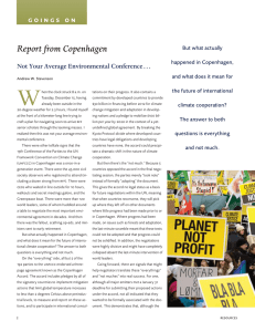 W Report from Copenhagen Not Your Average Environmental Conference . . .