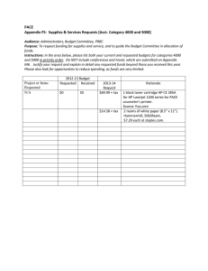 PACE Appendix F5:  Supplies &amp; Services Requests [Acct. Category 4000...