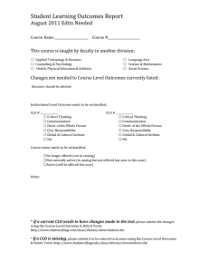 Student Learning Outcomes Report August 2011 Edits Needed